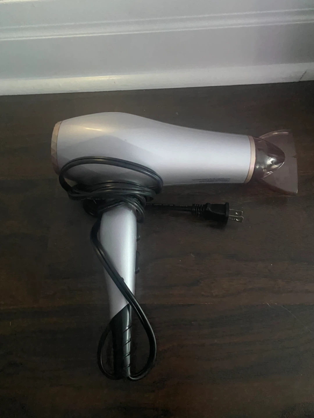 Silver Hair Dryer with Concentrator Nozzle
