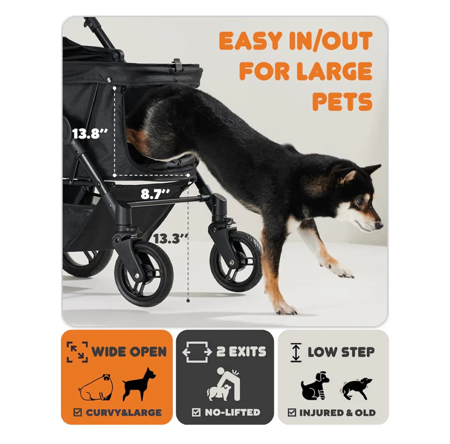 Zoosky Medium Folding Pet Stroller w/Canopy - photo 4