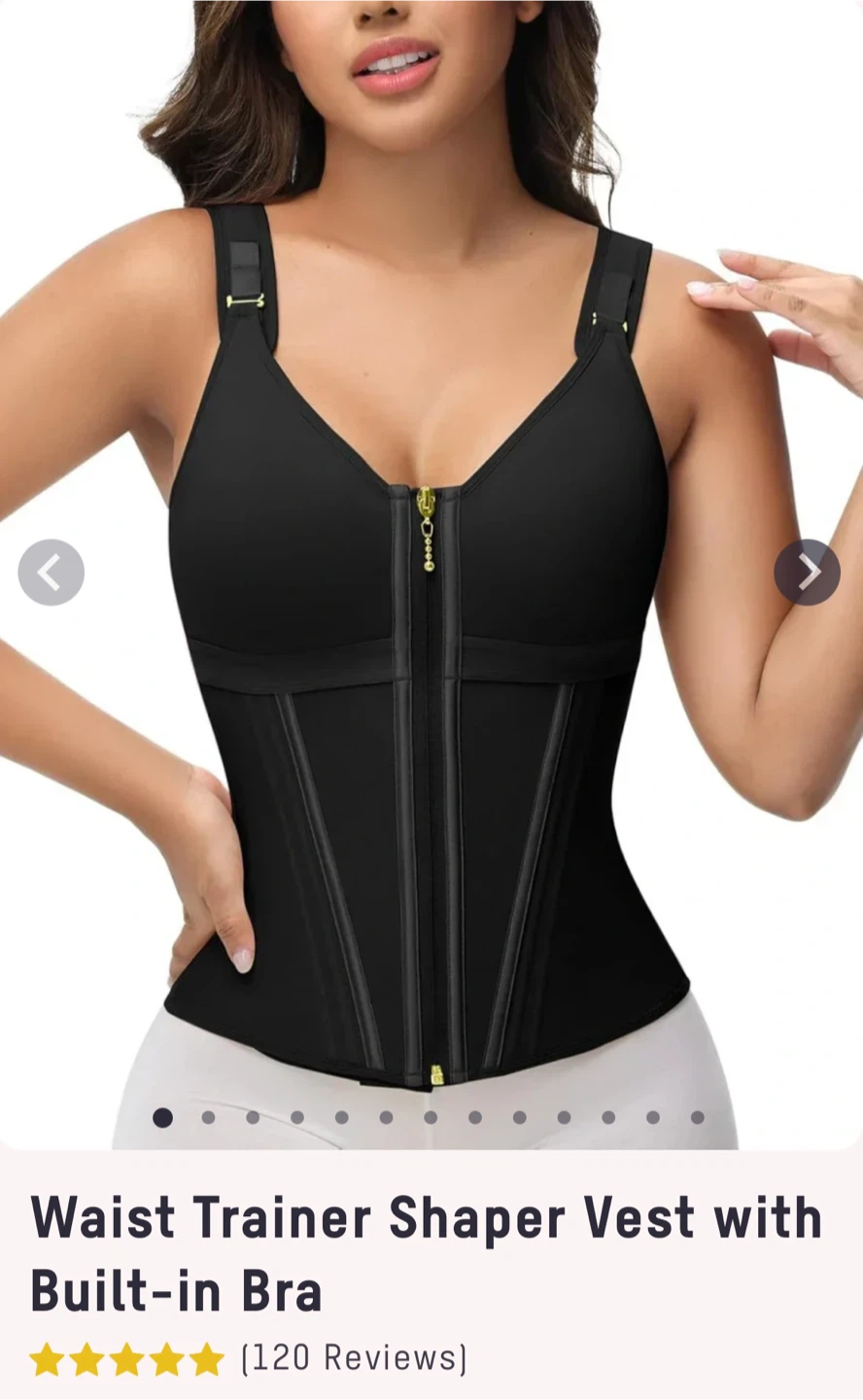 Black Waist Trainer Shaper Vest with Built-in Bra