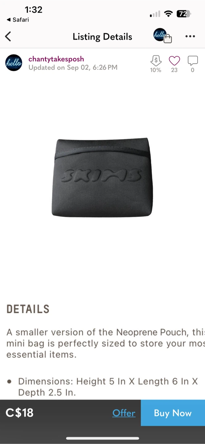 SKIMS Black Neoprene Pouch small - photo 3