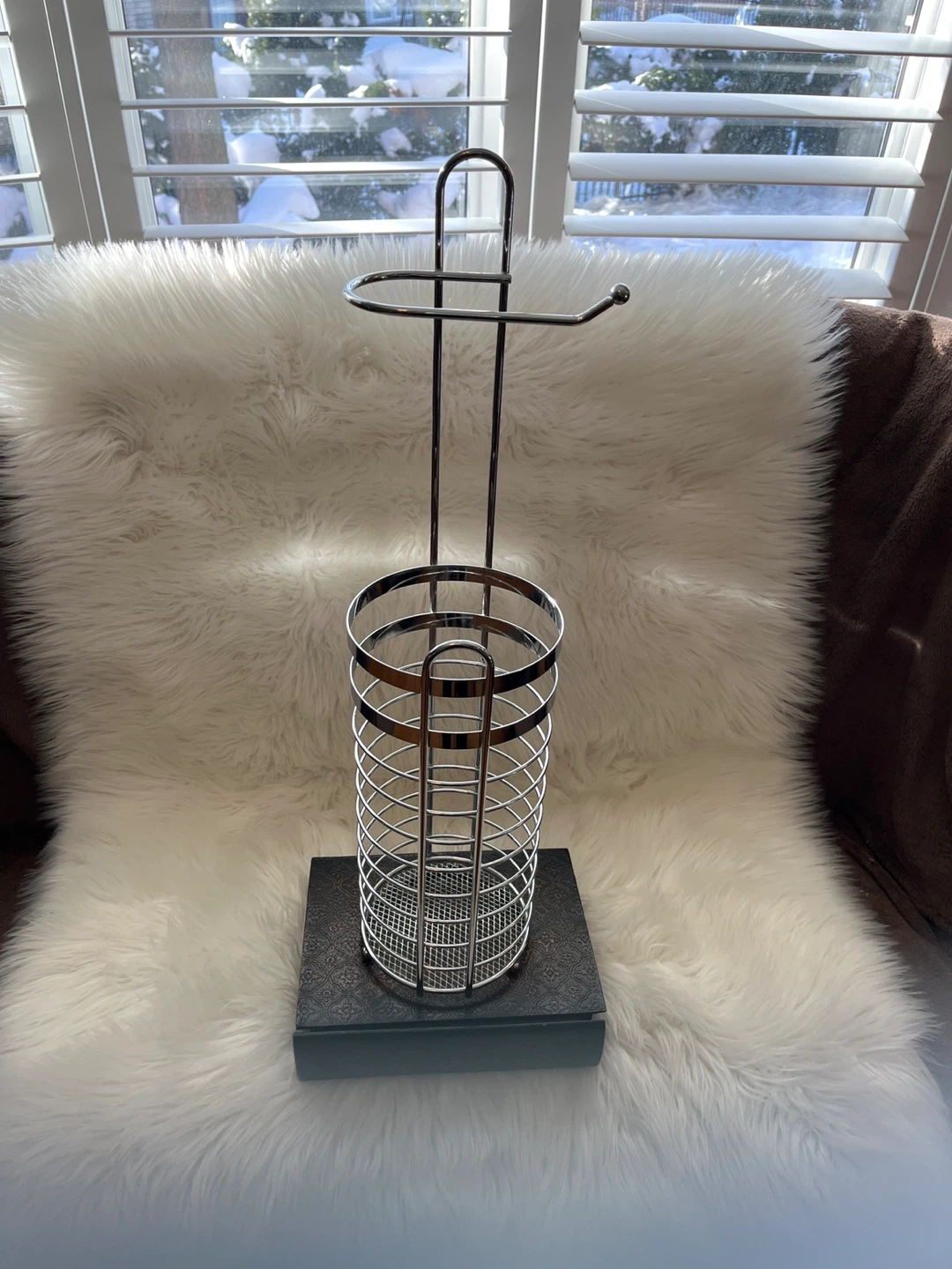 Chrome Toilet Paper Holder and Organizer Stand