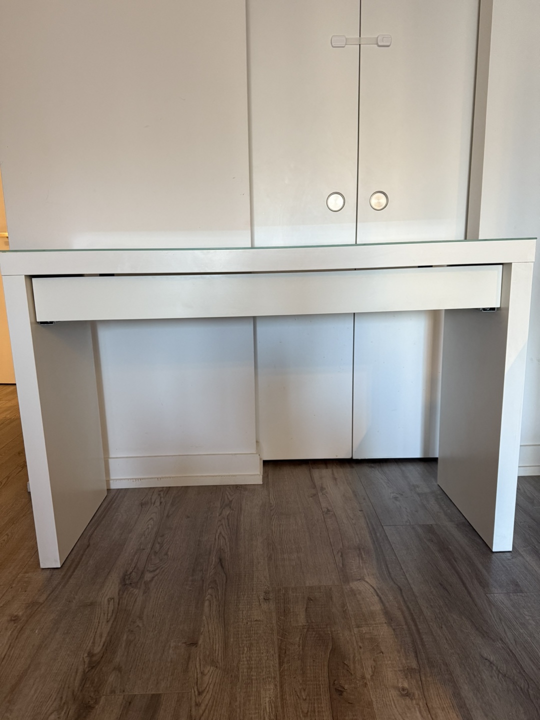 IKEA MALM - White Desk with Glass Top and Drawer