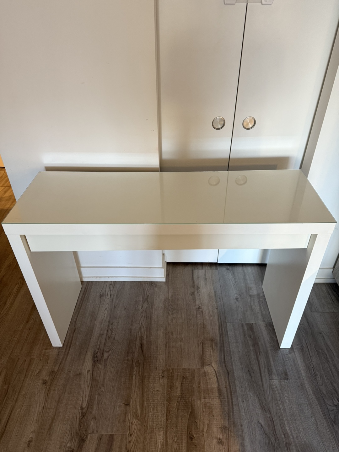 IKEA MALM - White Desk with Glass Top and Drawer - photo 2