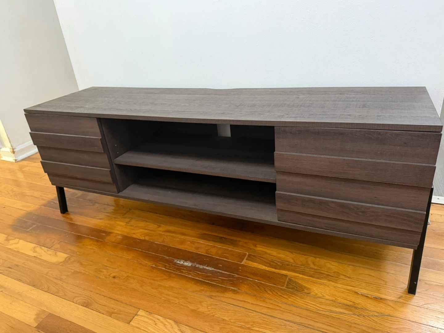 Dark Wood TV Stand with Storage