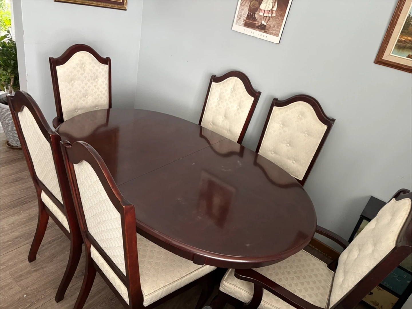 Wooden Dining Table with Upholstered Chairs - photo 2