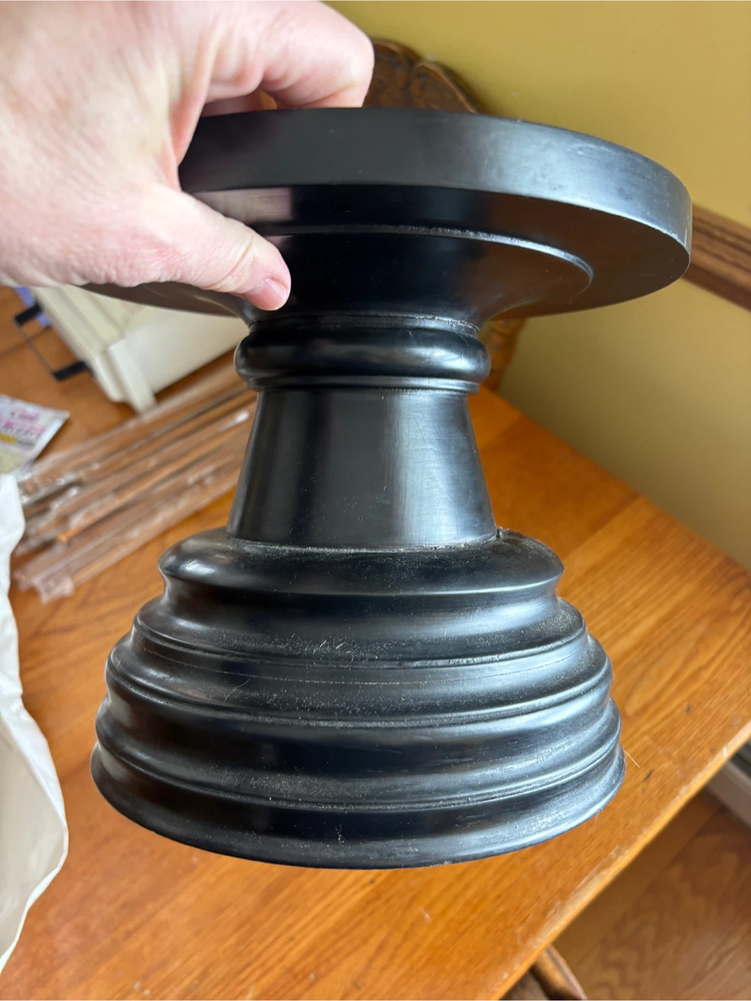 Black Candle Holder Pedestal Stand - photo 3