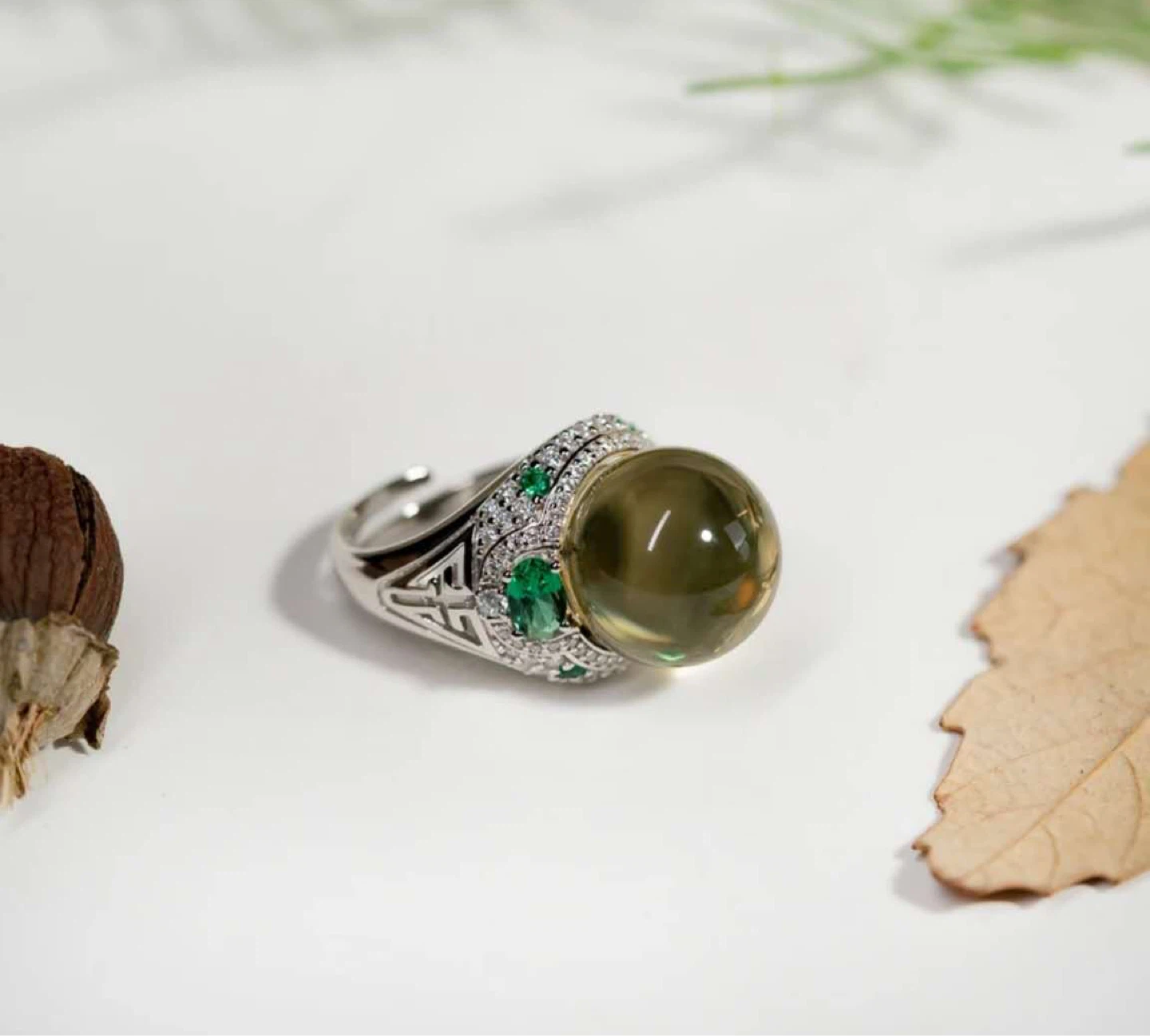 Amber Gemstone Earrings & Ring Set