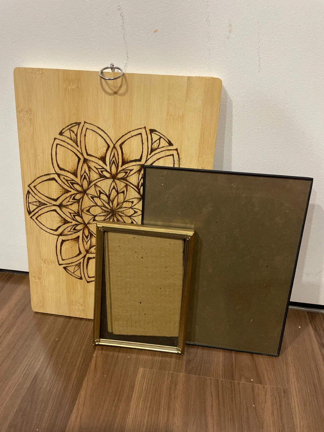 Wooden Board with Sacred Geometry Art and 2 Picture Frames