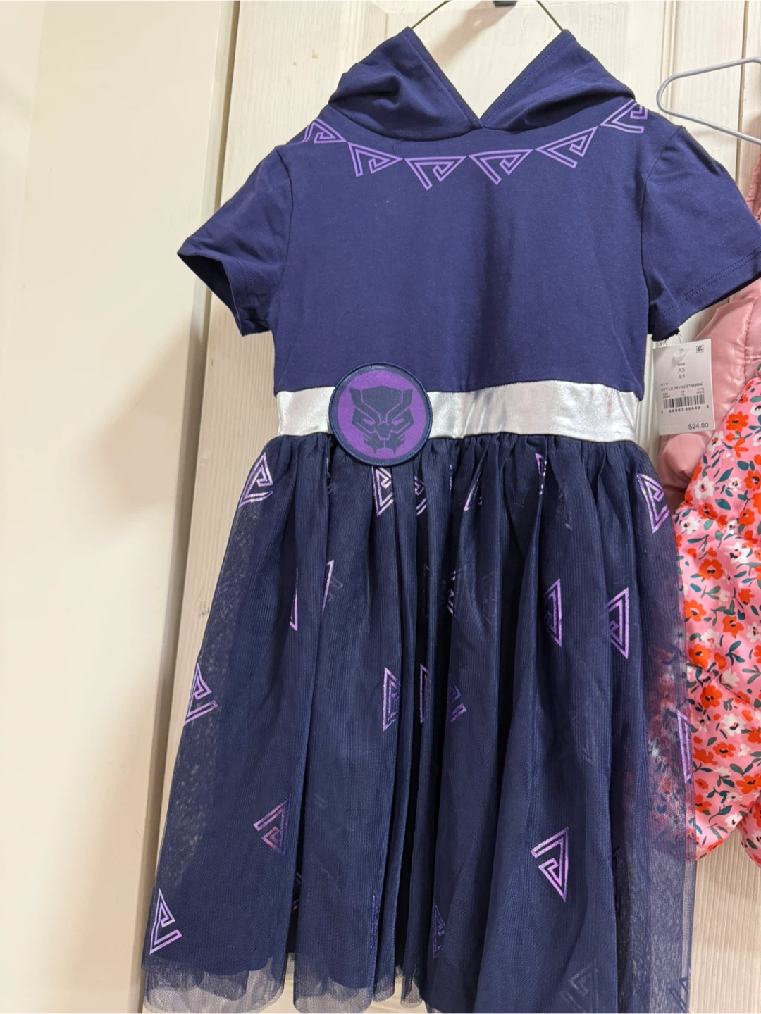 Girls Black Panther Dress with Hood