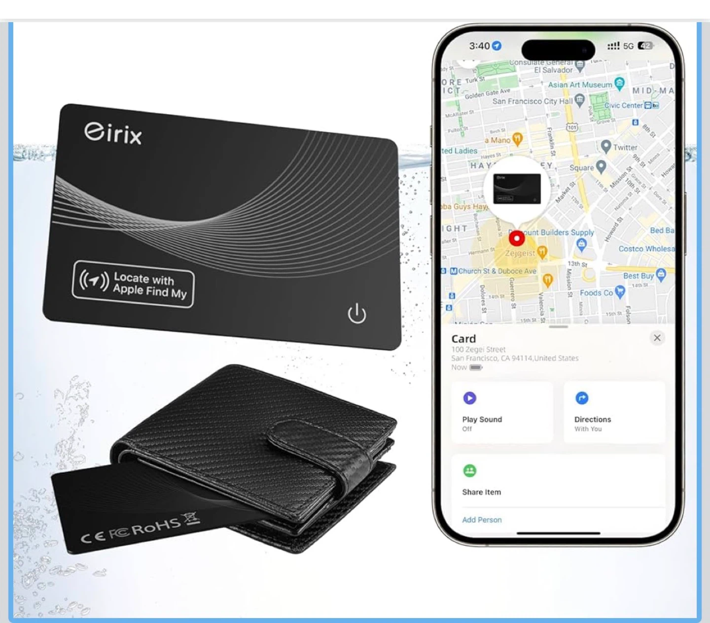 Card Wallet Tracker - Black