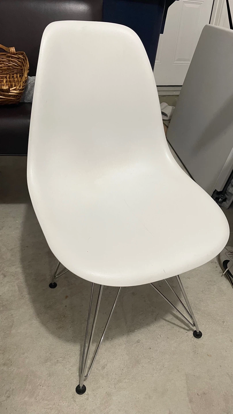 White Dining Chair with Metal Legs