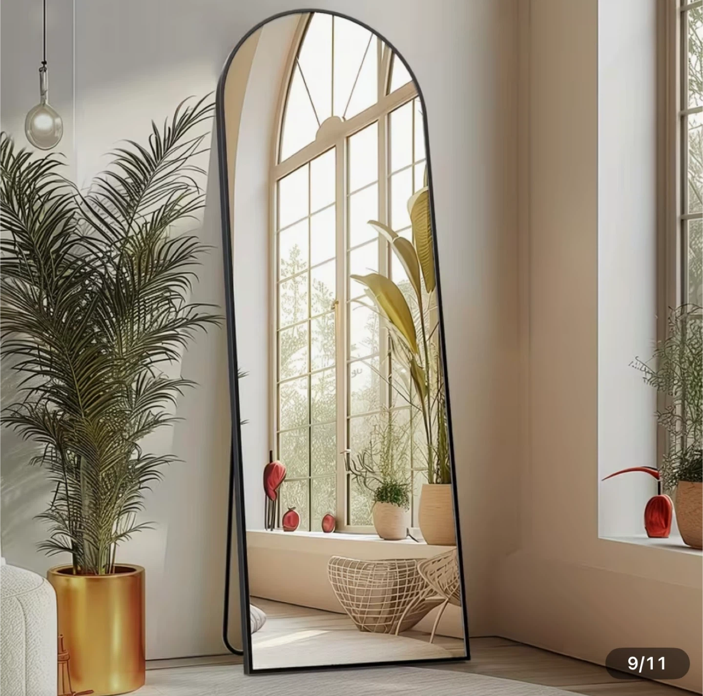 Arched Full Length Mirror - Black Frame