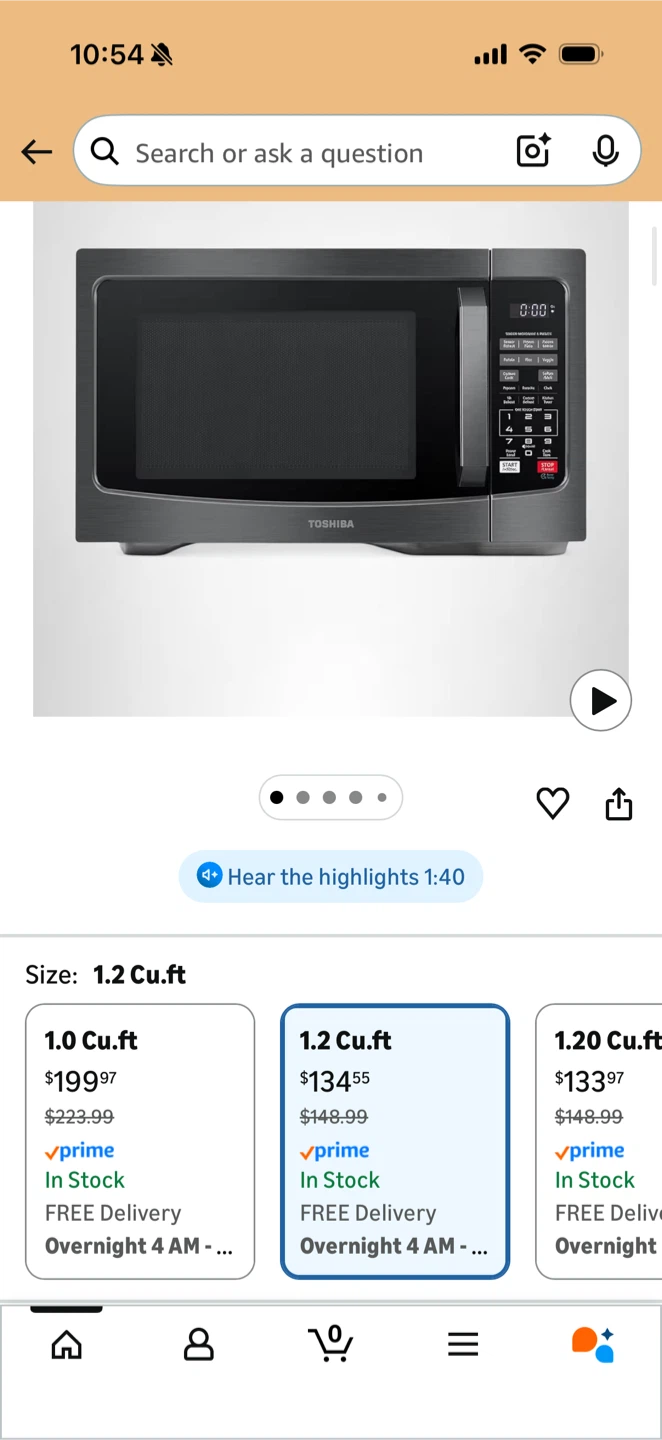 Toshiba 1.2 Cu. Ft. Microwave - photo 2