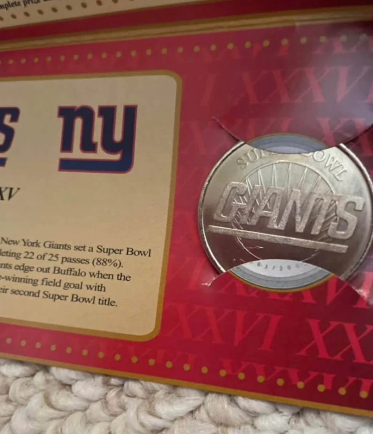 2001 New York Giants Super Bowl Coin - photo 2