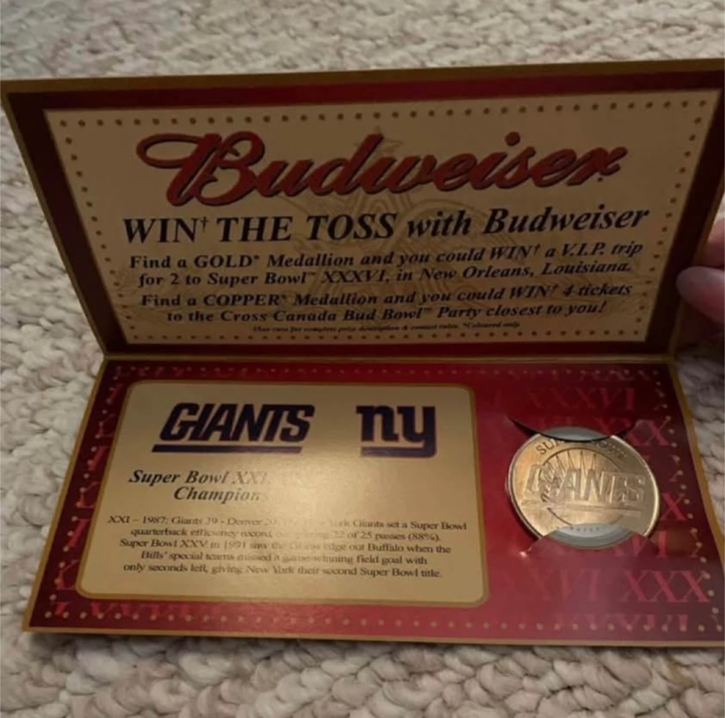 2001 New York Giants Super Bowl Coin