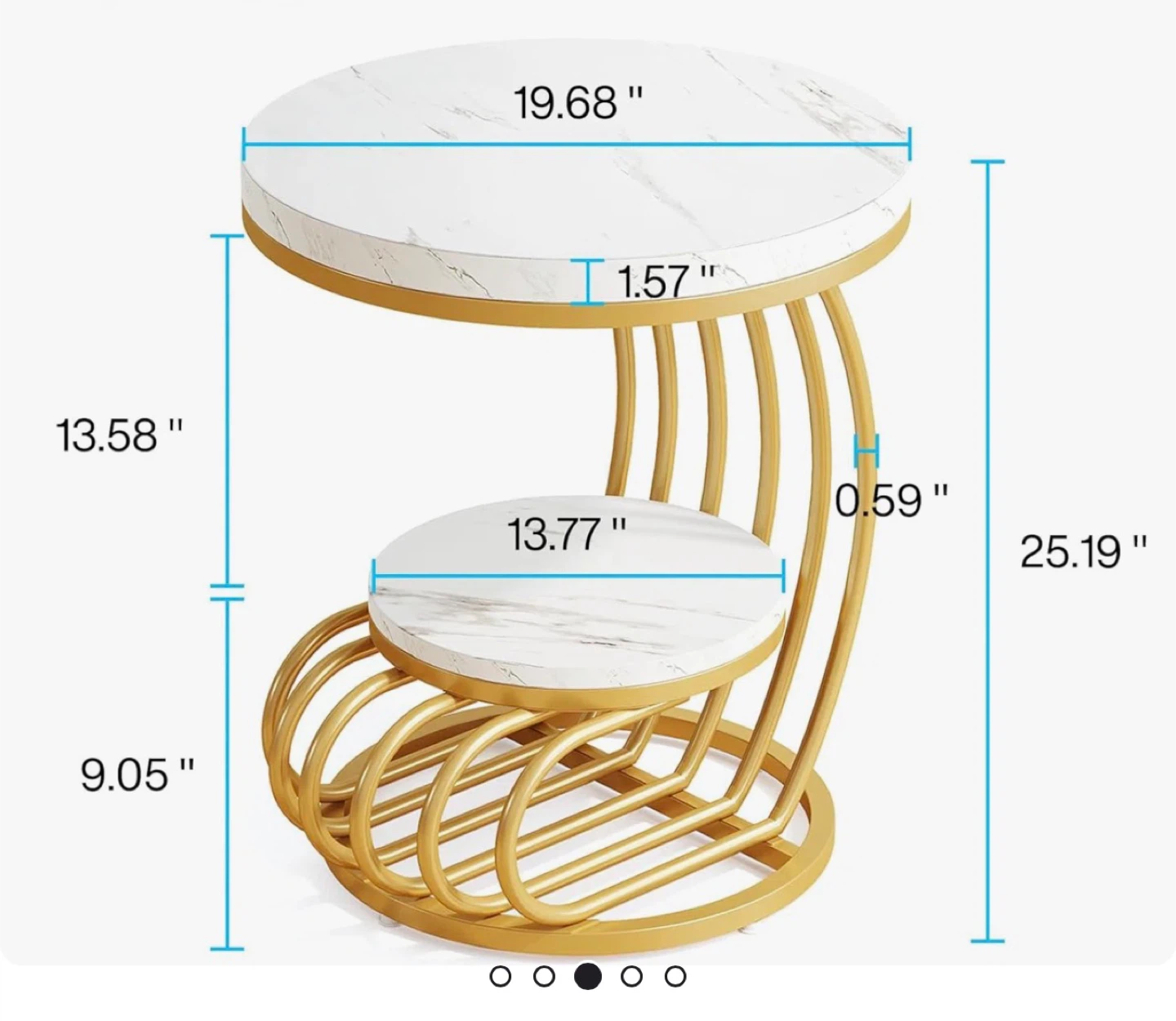 Marble and Gold 2-Tiered Side Table - photo 5