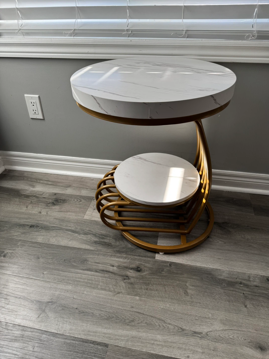 Marble and Gold 2-Tiered Side Table