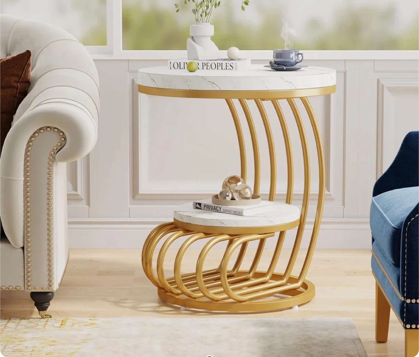 Marble and Gold 2-Tiered Side Table - photo 4
