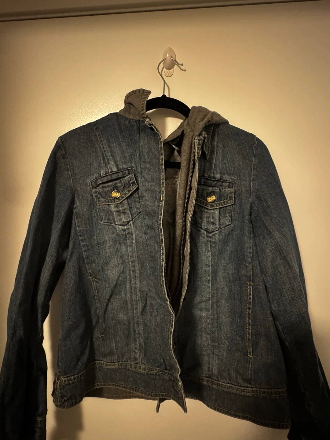 Liz Claiborne Denim Jacket with Grey Hood