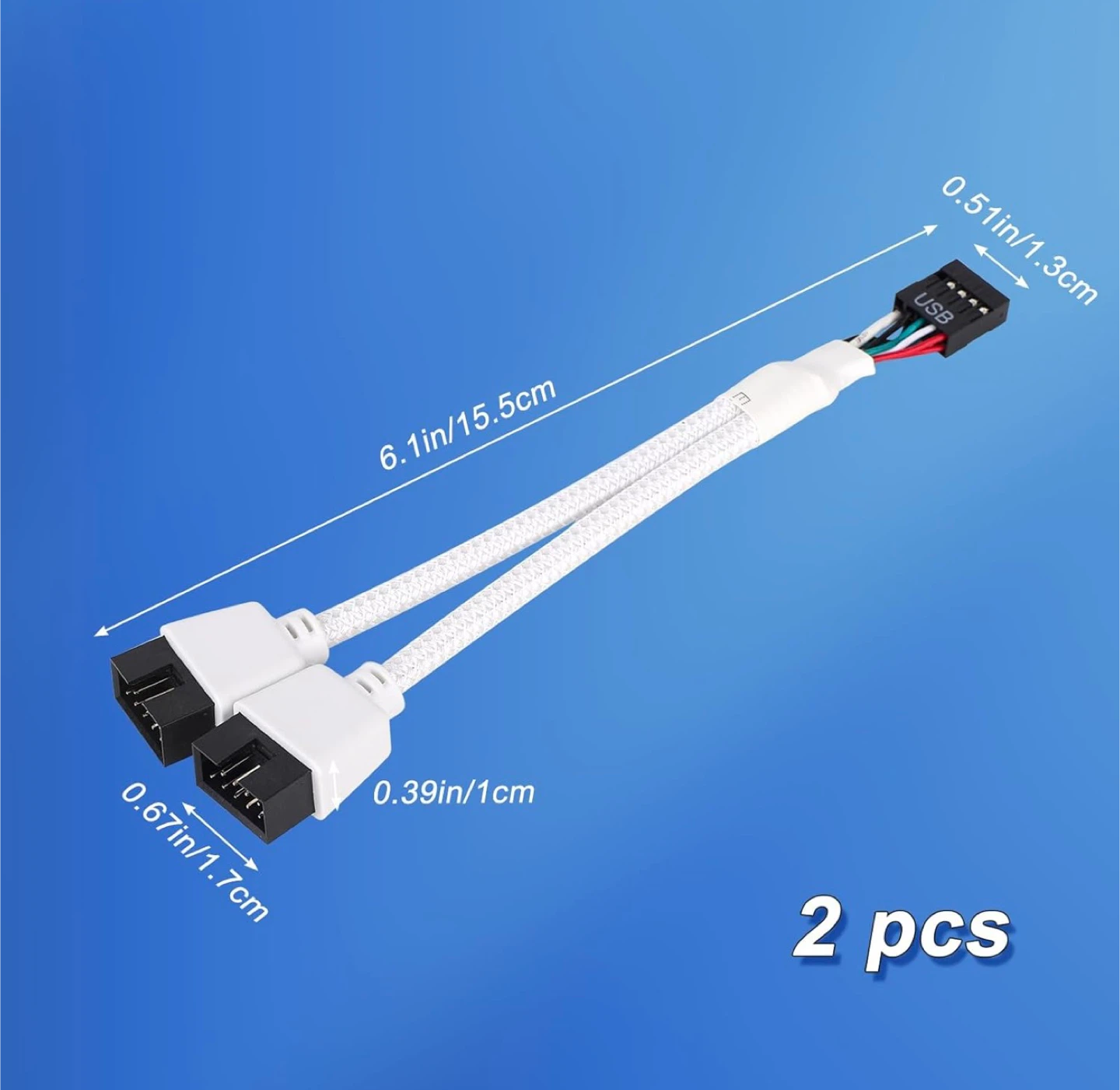 2-Pack USB 2.0 9-Pin to Dual USB 2.0 9-Pin Adapter Cable