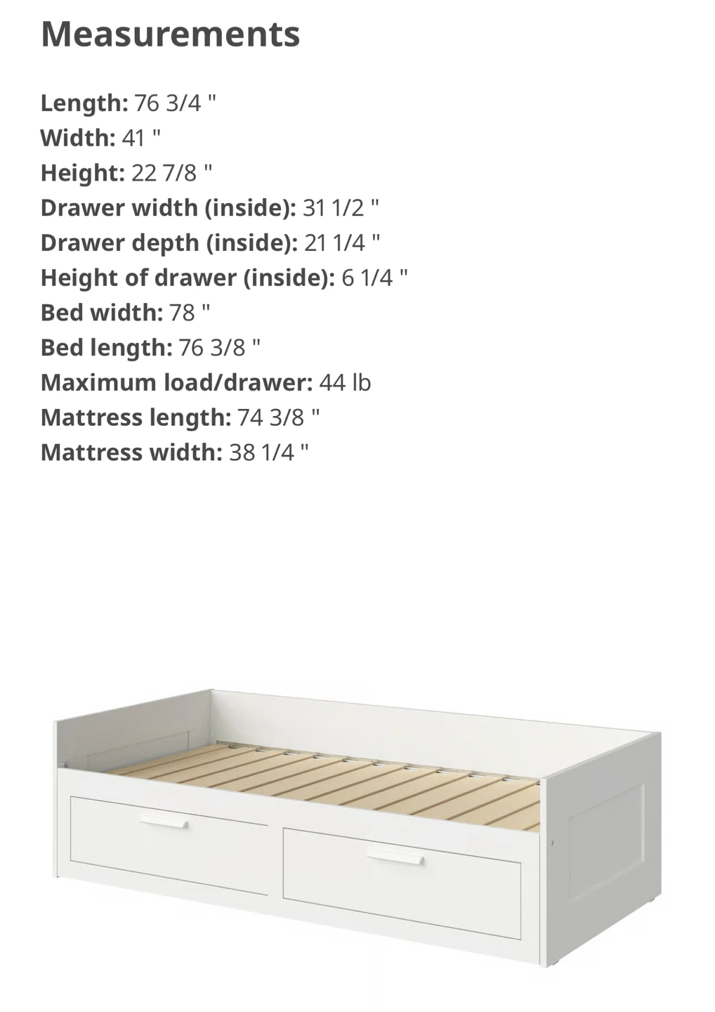 Ikea Brimness White Daybed with Two Drawers - photo 4