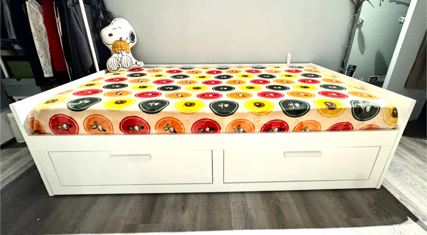 Ikea Brimness White Daybed with Two Drawers
