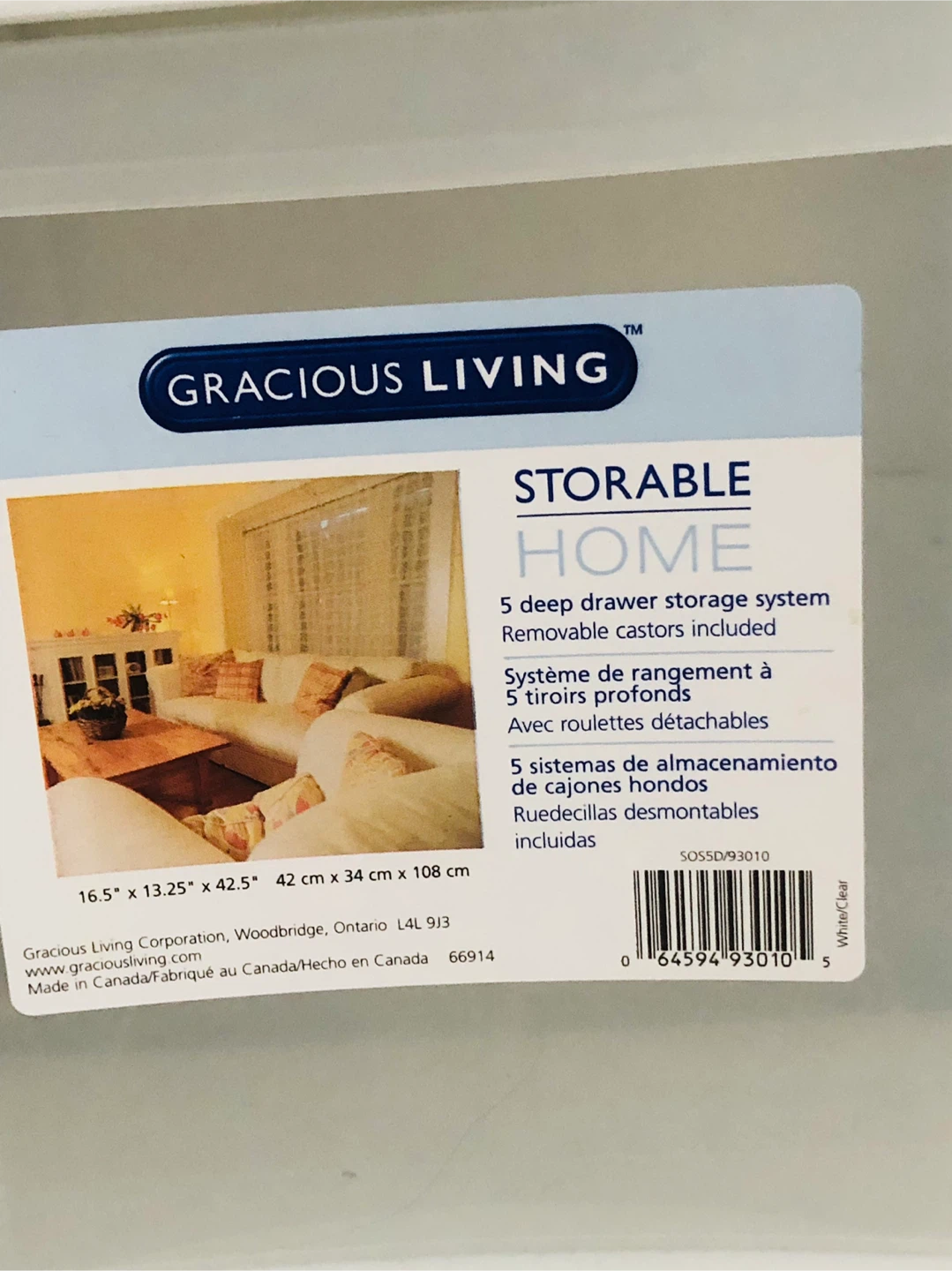Gracious Living 5-Drawer Storage Unit - photo 3