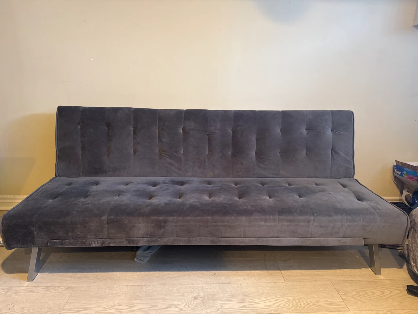 Grey Velvet Futon Sofa Bed