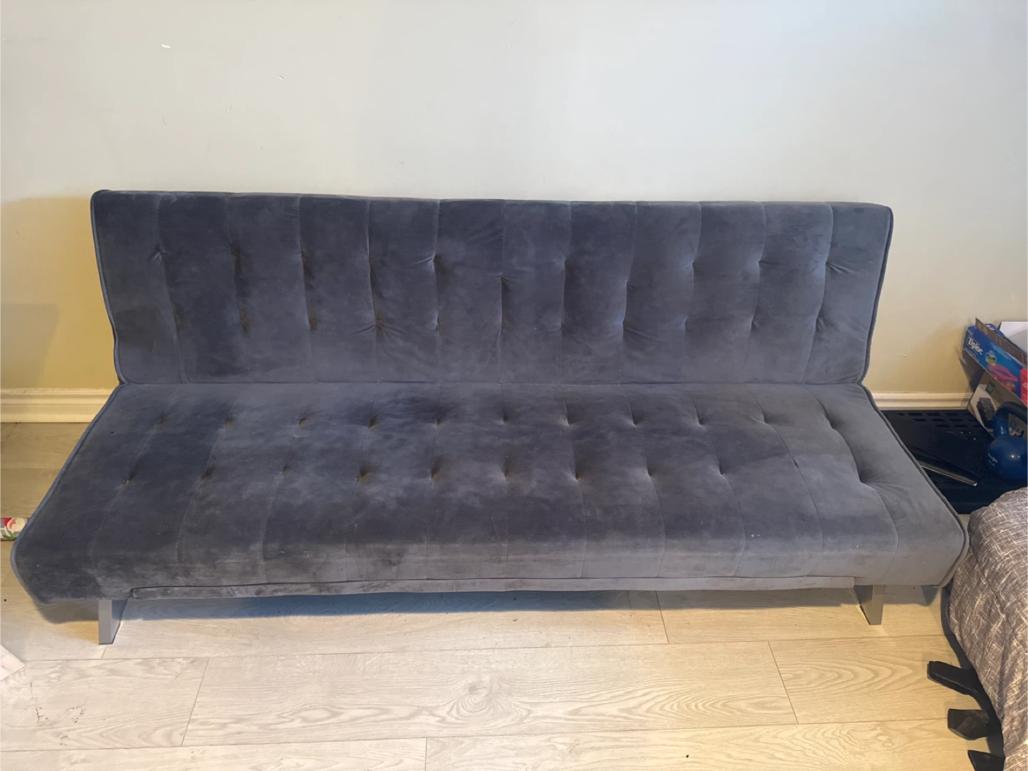 Grey Velvet Futon Sofa Bed - photo 2