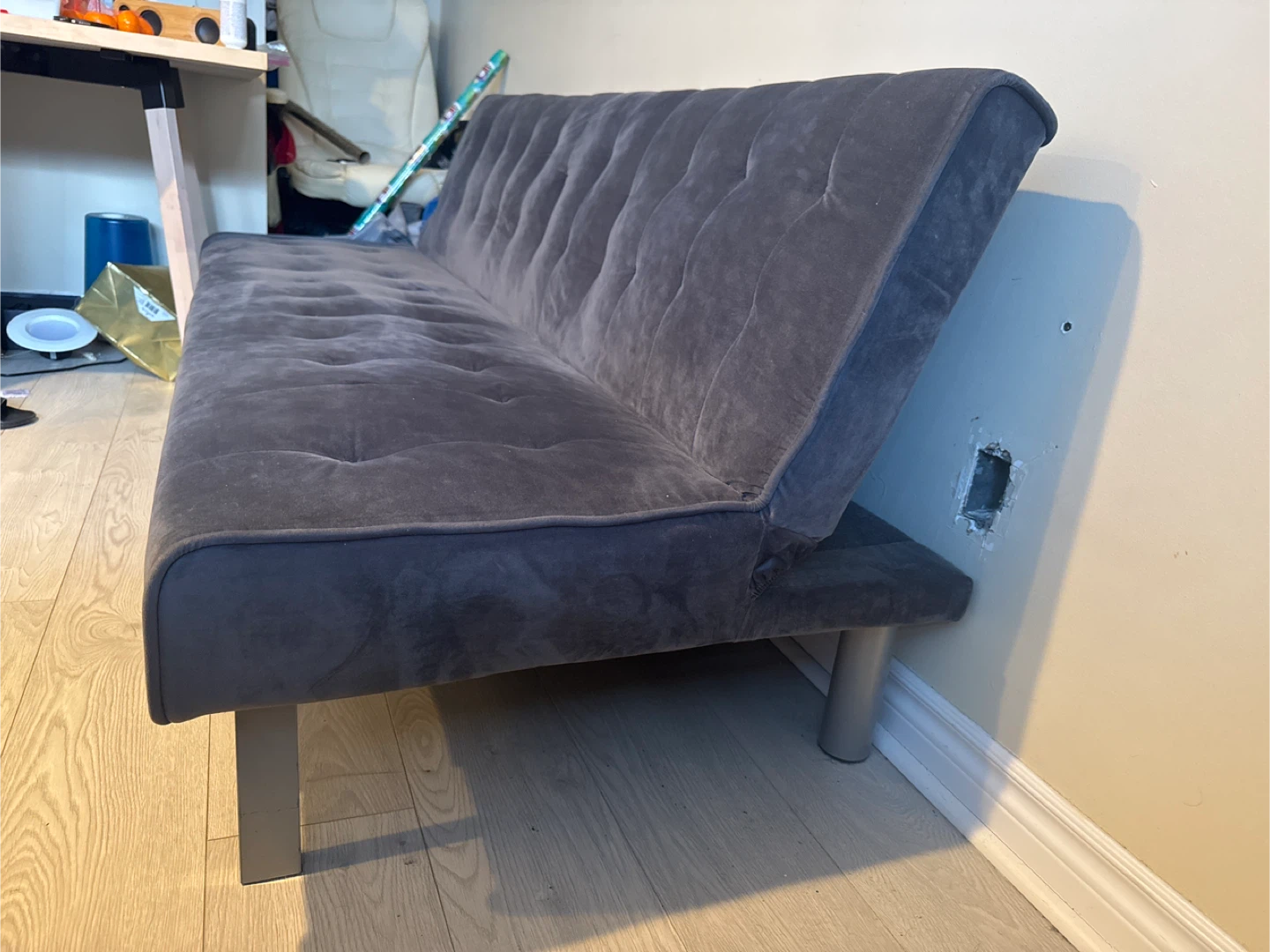 Grey Velvet Futon Sofa Bed - photo 3