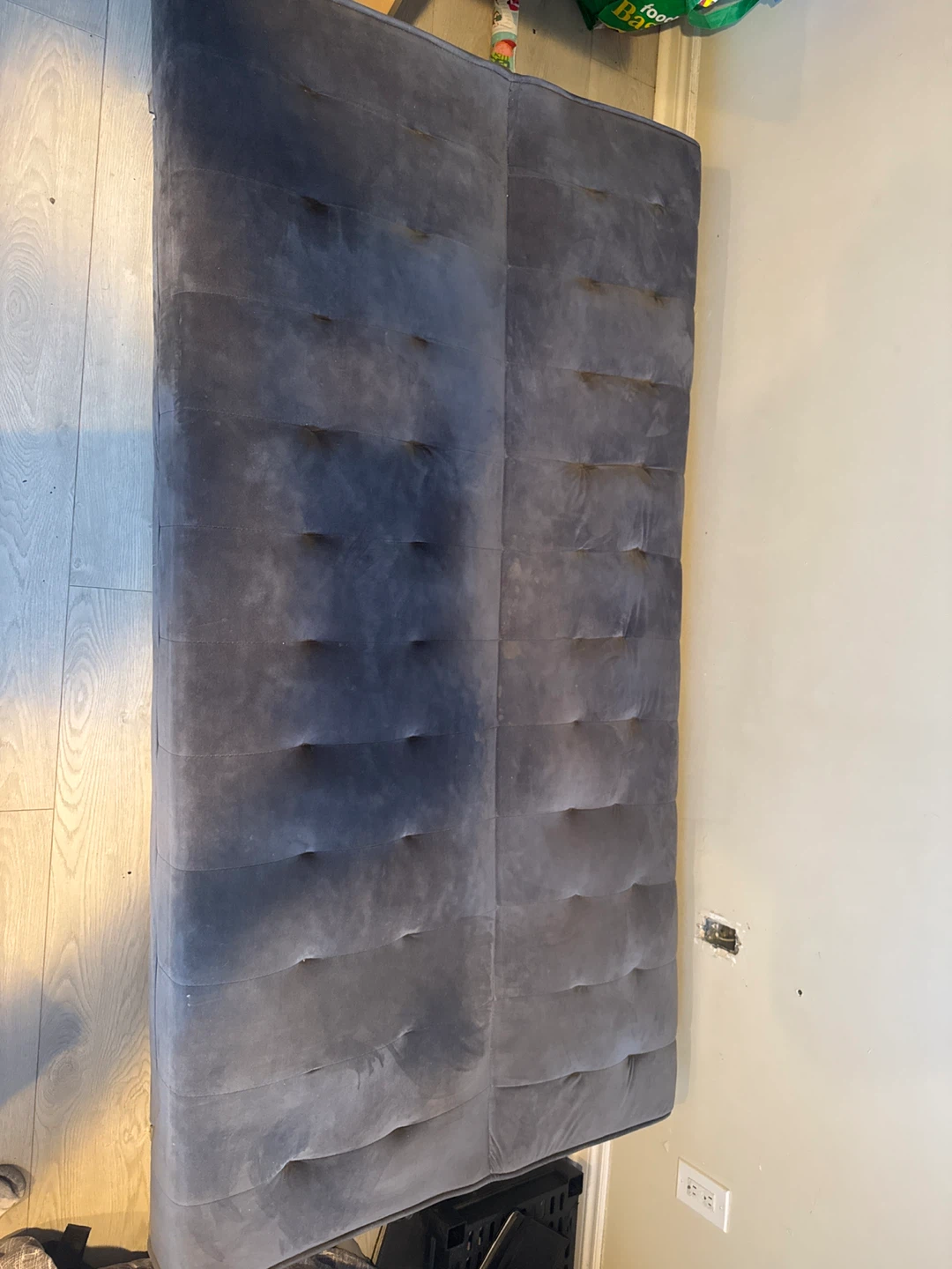 Grey Velvet Futon Sofa Bed - photo 4