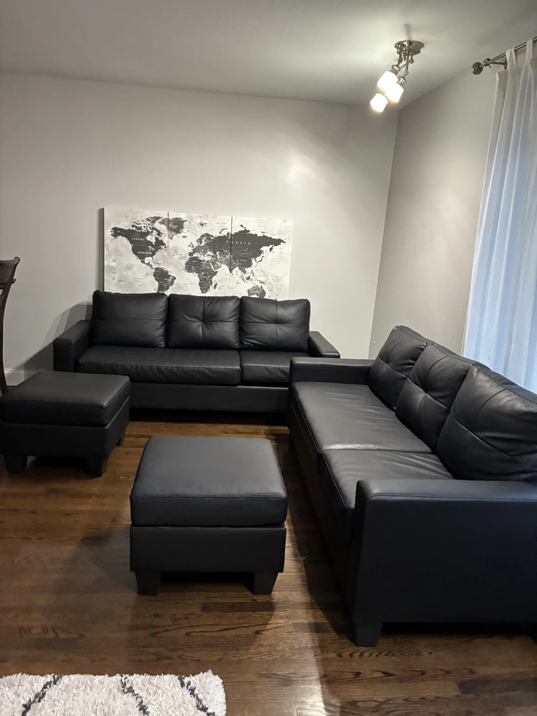 Like new black Faux leather living room