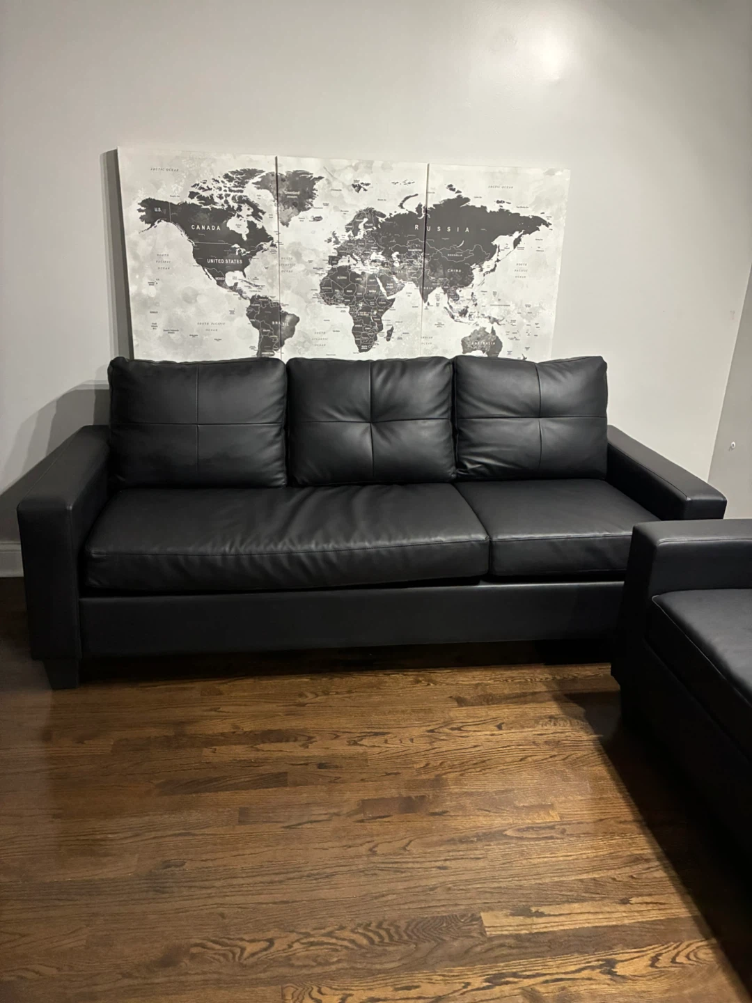 Like new black Faux leather living room - photo 4