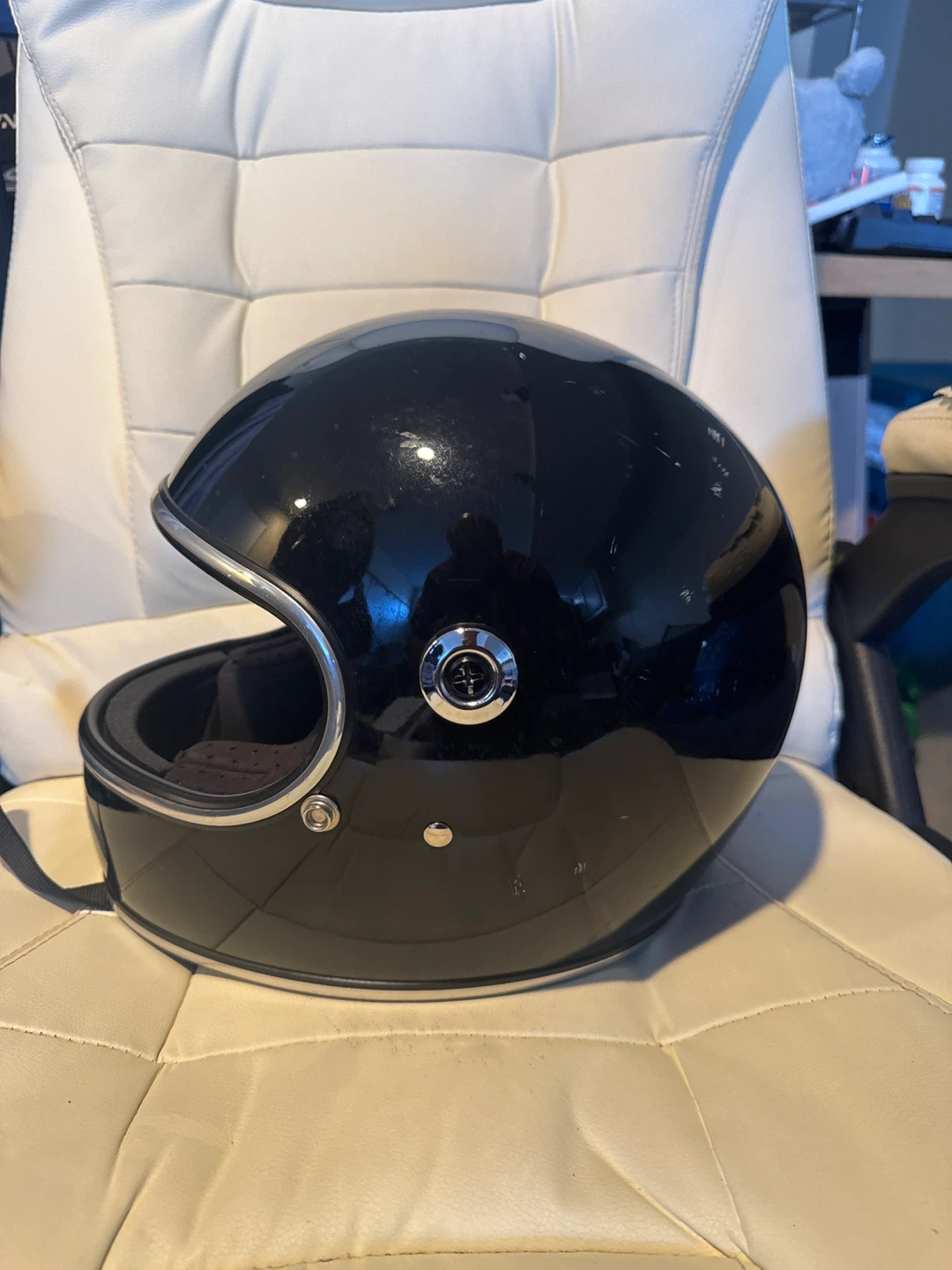 Biltwell Full Face Motorcycle Helmet - Black - Cafe Racer Style