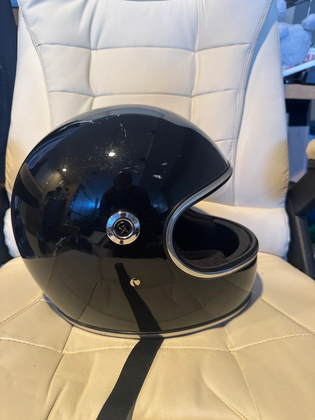 Biltwell Full Face Motorcycle Helmet - Black - Cafe Racer Style - photo 3