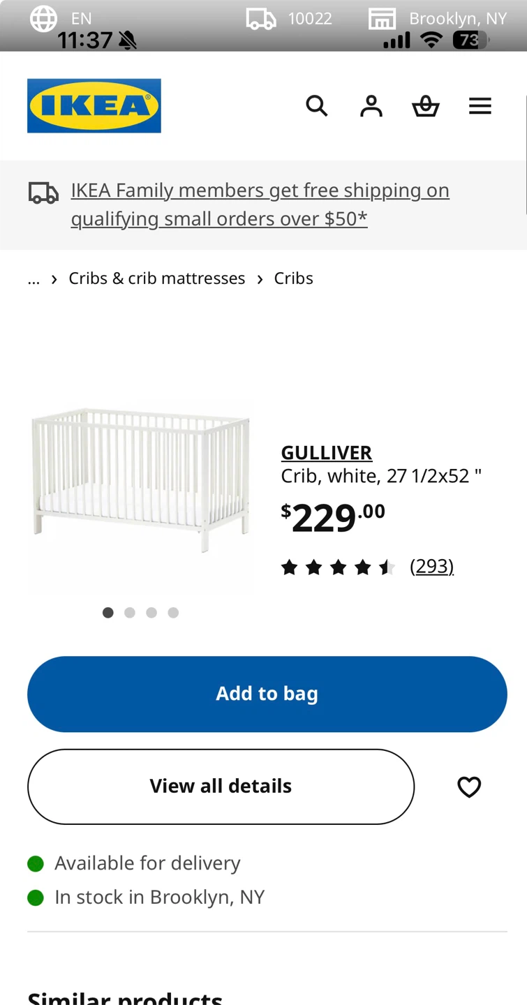 IKEA Gulliver Crib - White - photo 3