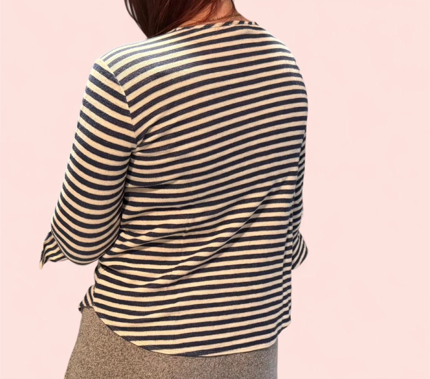 White and Navy Striped Bell Sleeve Top - photo 4