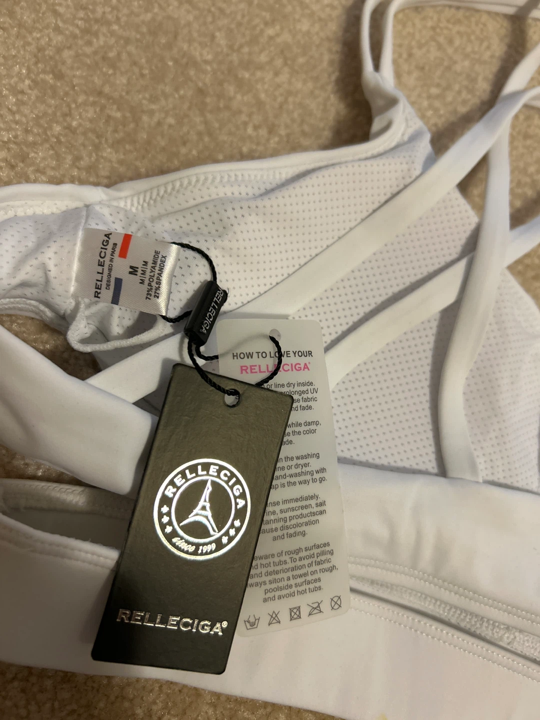 Relleciga White Sports Bra Size Medium - photo 3