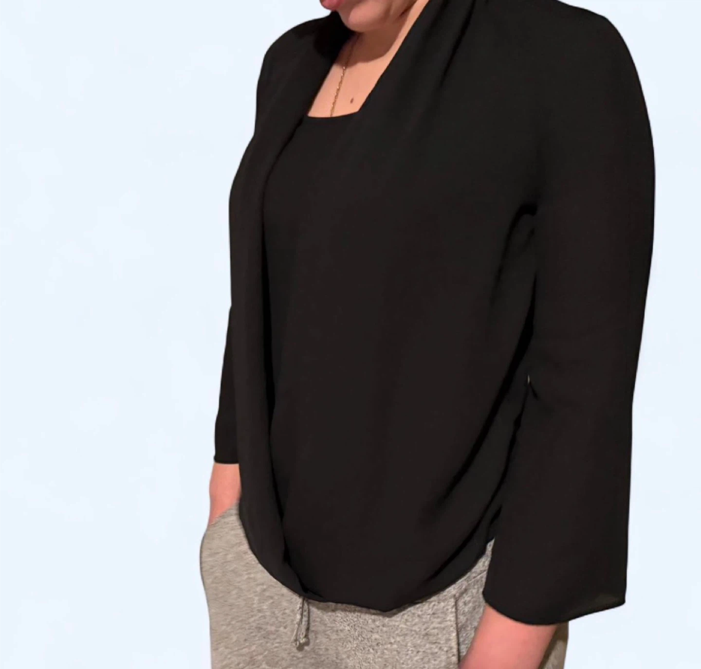 Black Wrap Blouse - photo 2