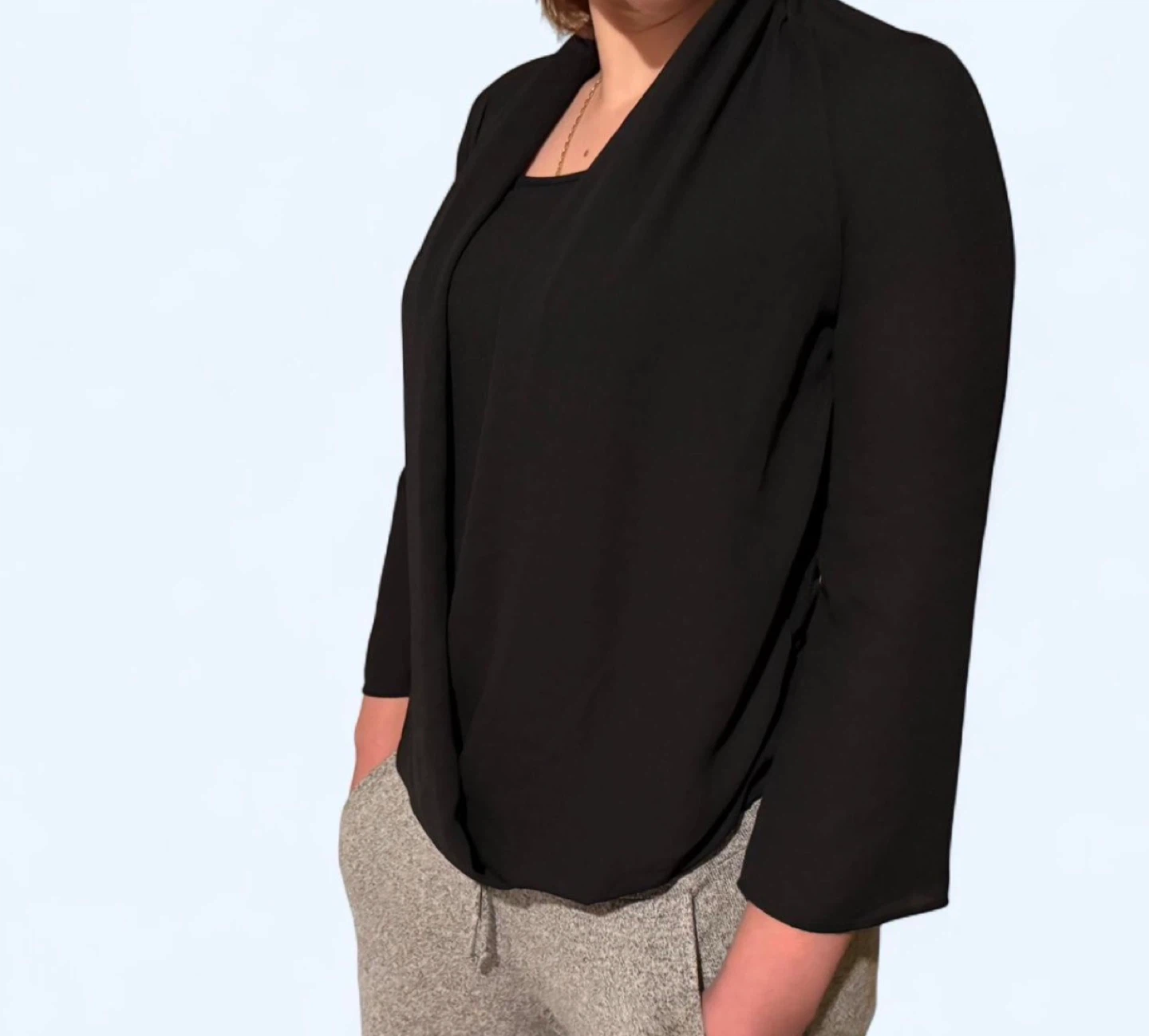 Black Wrap Blouse - photo 3