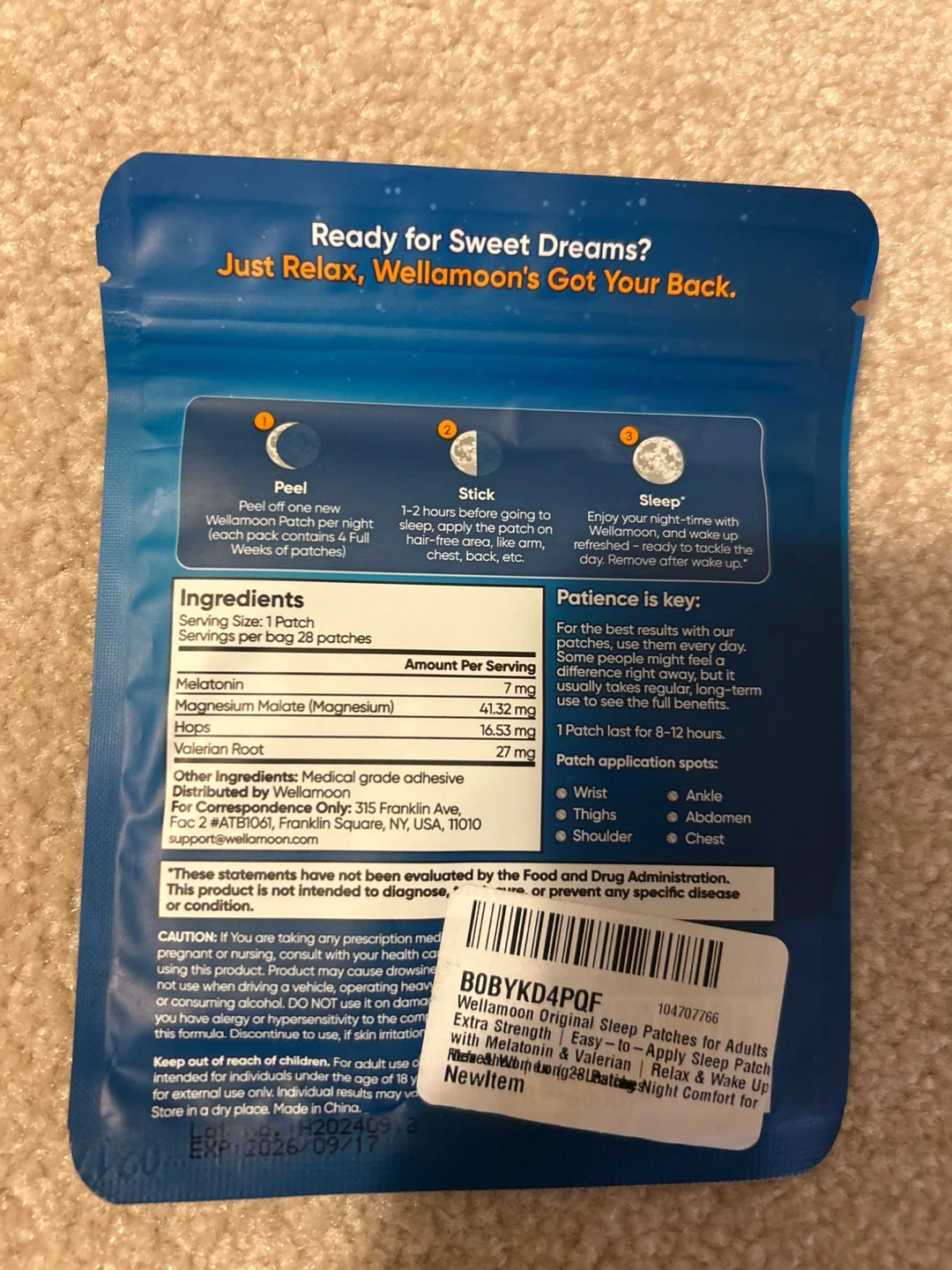Wellamoon Topical Sleep Support Patches - 28 Patches - photo 2