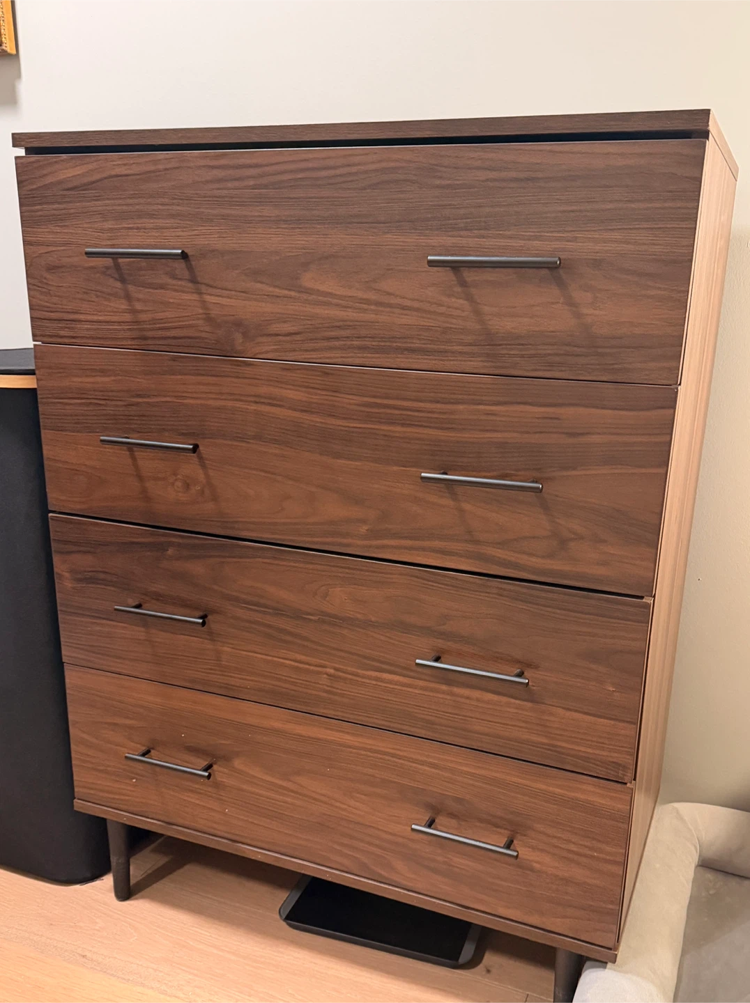 Walnut Finish 4-Drawer Dresser