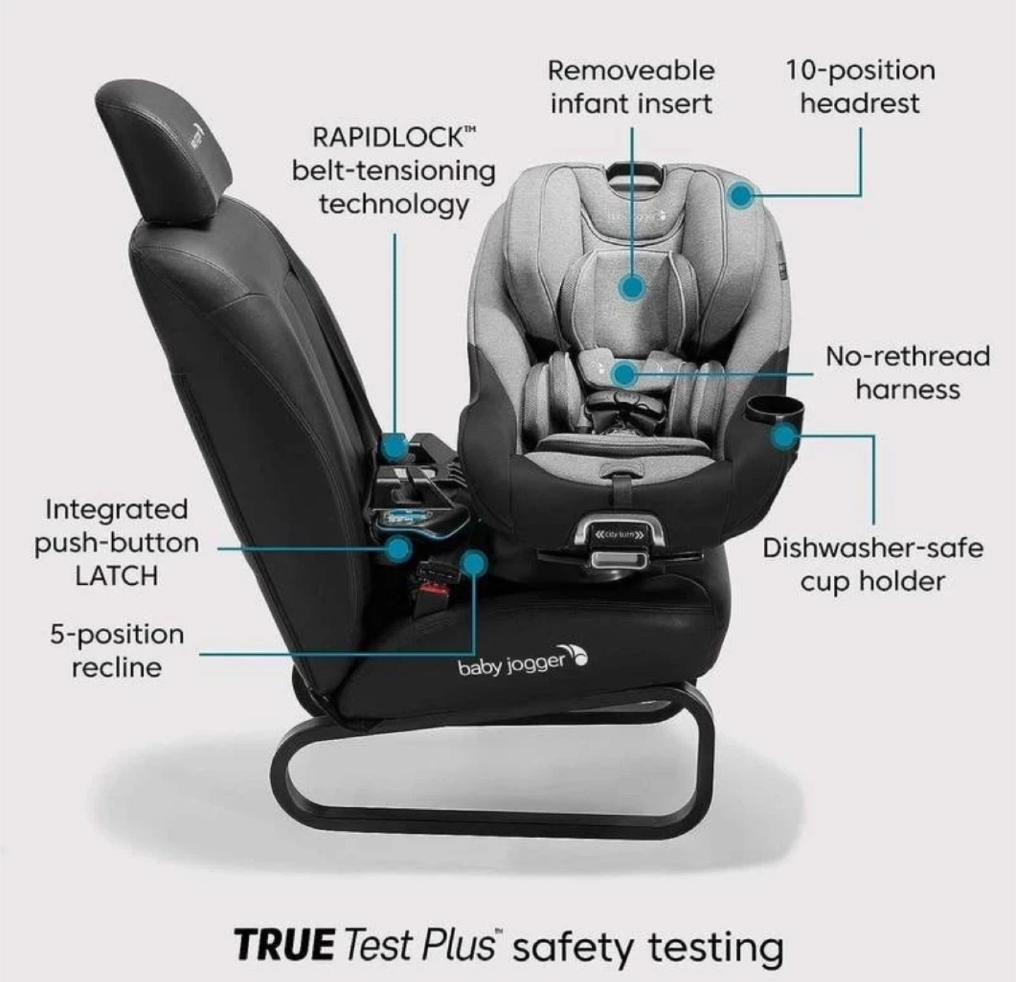Baby Jogger City Turn Convertible Car Seat - Grey - photo 2