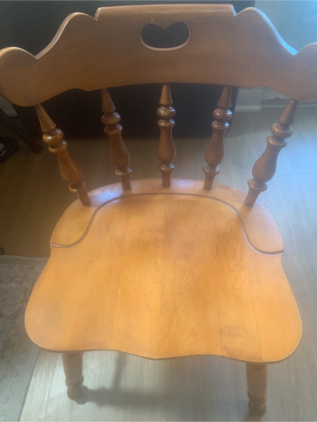 Dining table and Wooden Kitchen Chair with Heart Back Detail