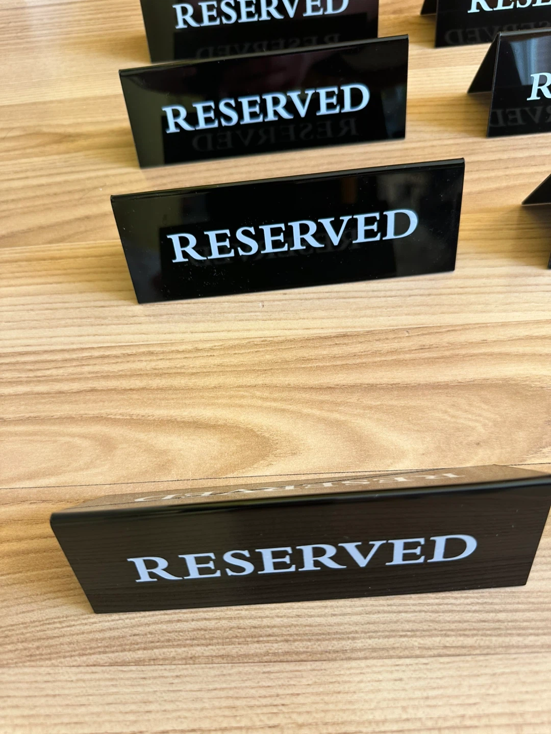 Set of 8 Black "Reserved" Table Signs - photo 2