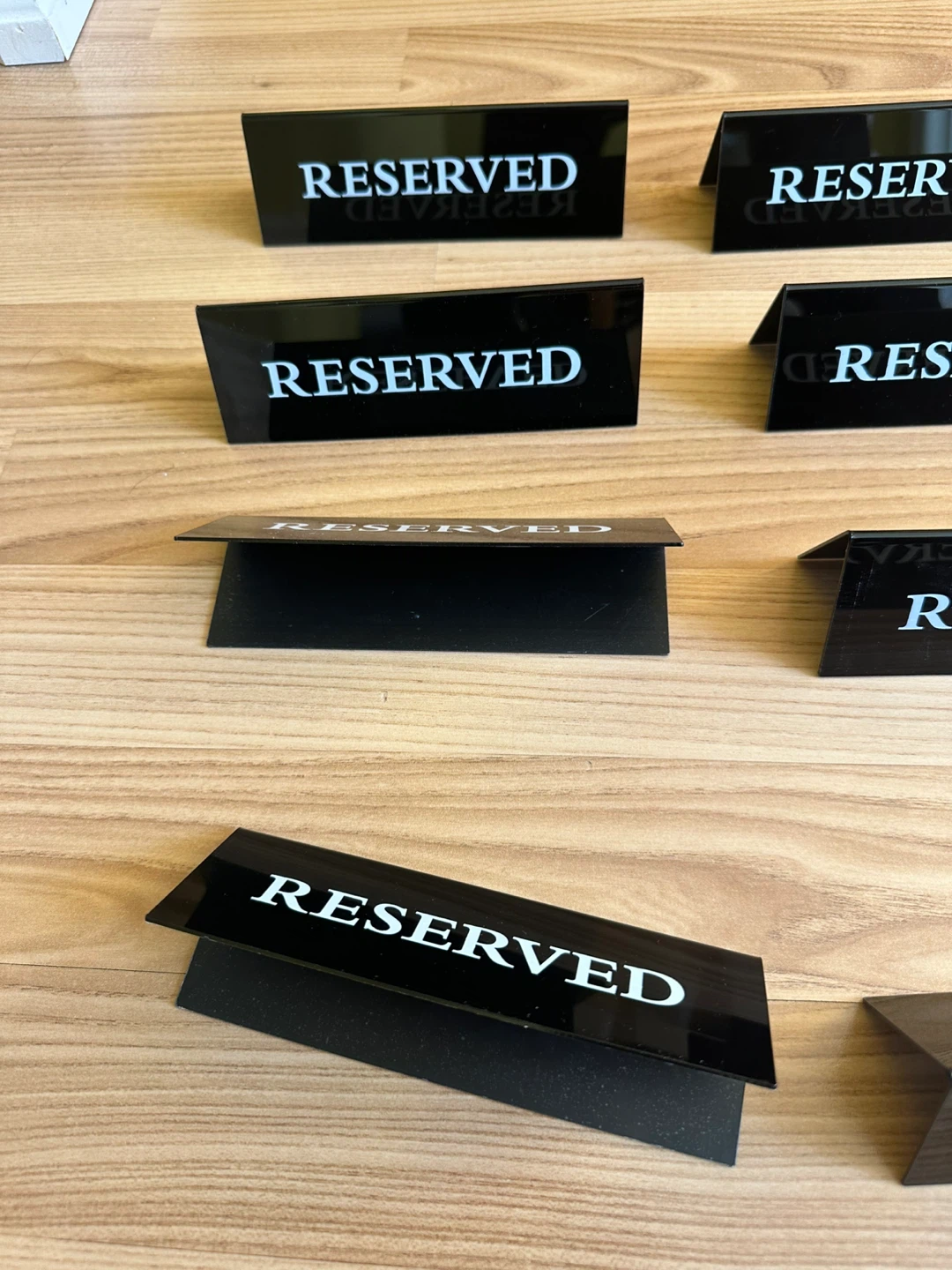 Set of 8 Black "Reserved" Table Signs - photo 3