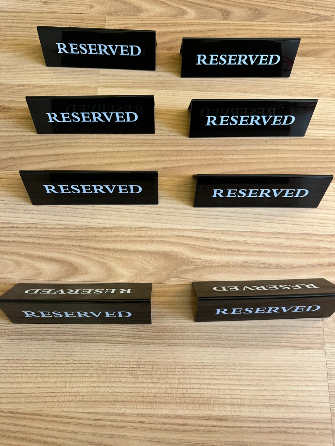 Set of 8 Black "Reserved" Table Signs