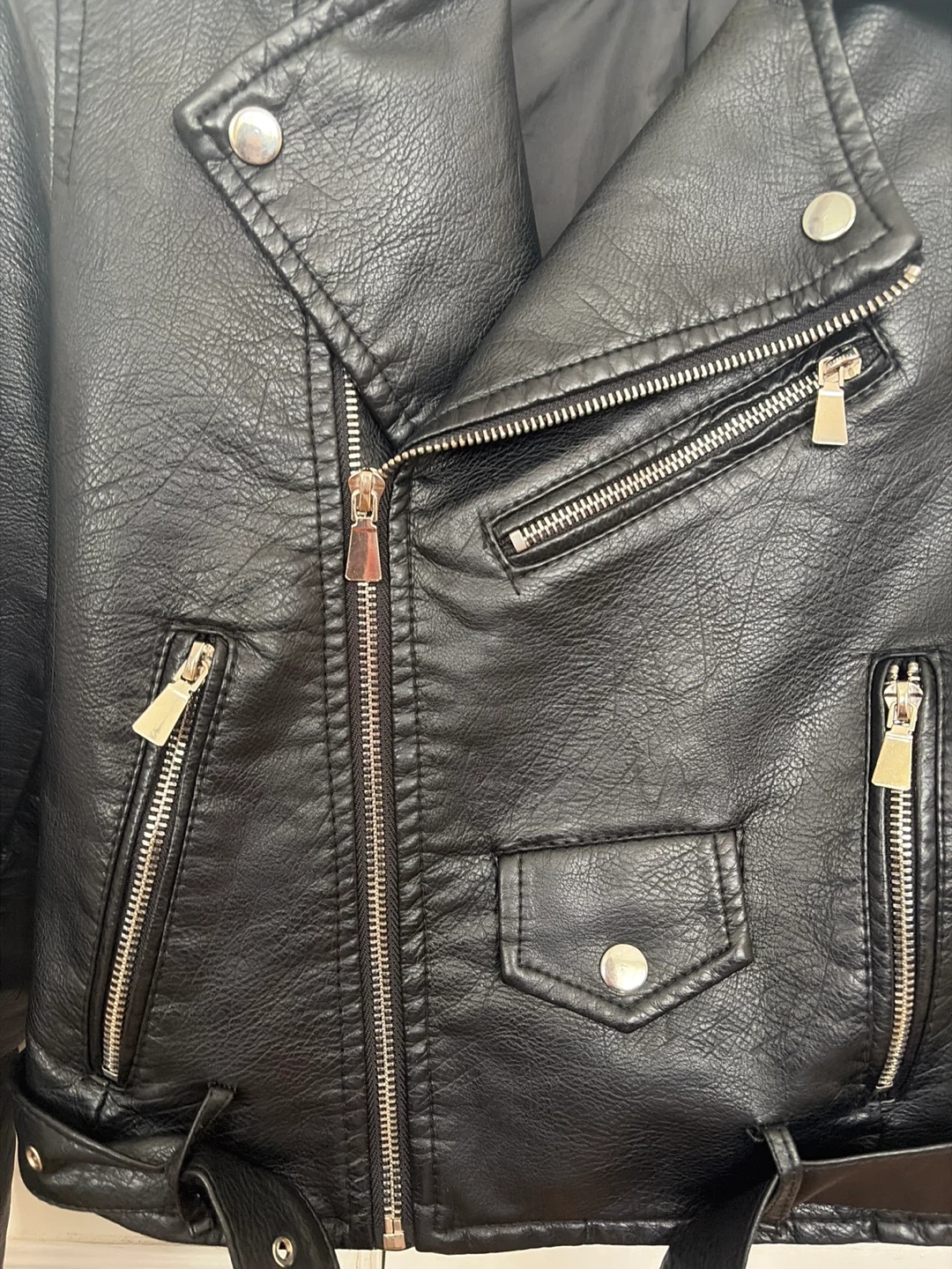 Black Faux Leather Moto Jacket - photo 2