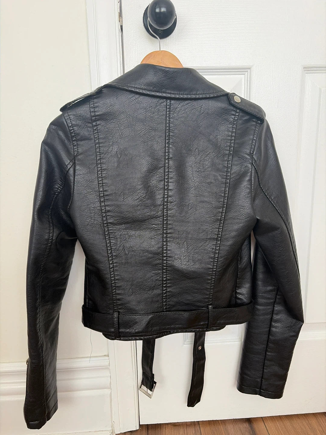 Black Faux Leather Moto Jacket - photo 3
