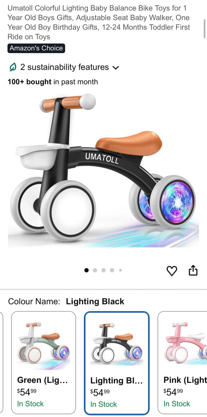 NIB Umatoll Balance Bike - Lighting Black - photo 3